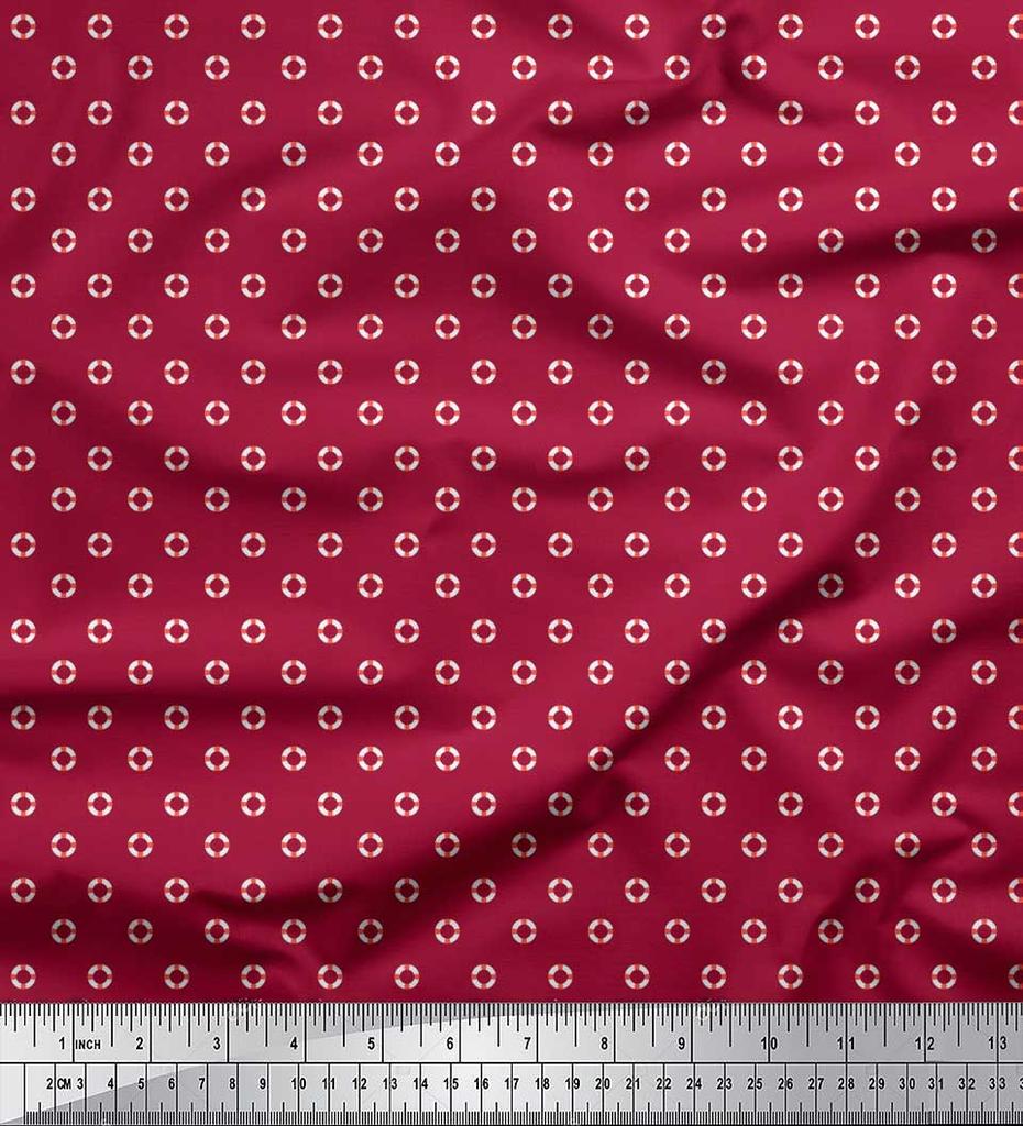 Soimoi Japan Crepe Satin Fabric Swimming Ring Small Printed Craft Fabric by the metre 42 Inch