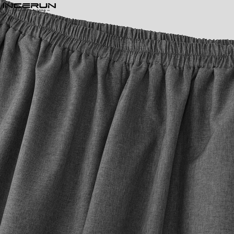 INCERUN Męskie Elastyczne w Pasie Casualowe Luźne Długie Workowate Spodnie