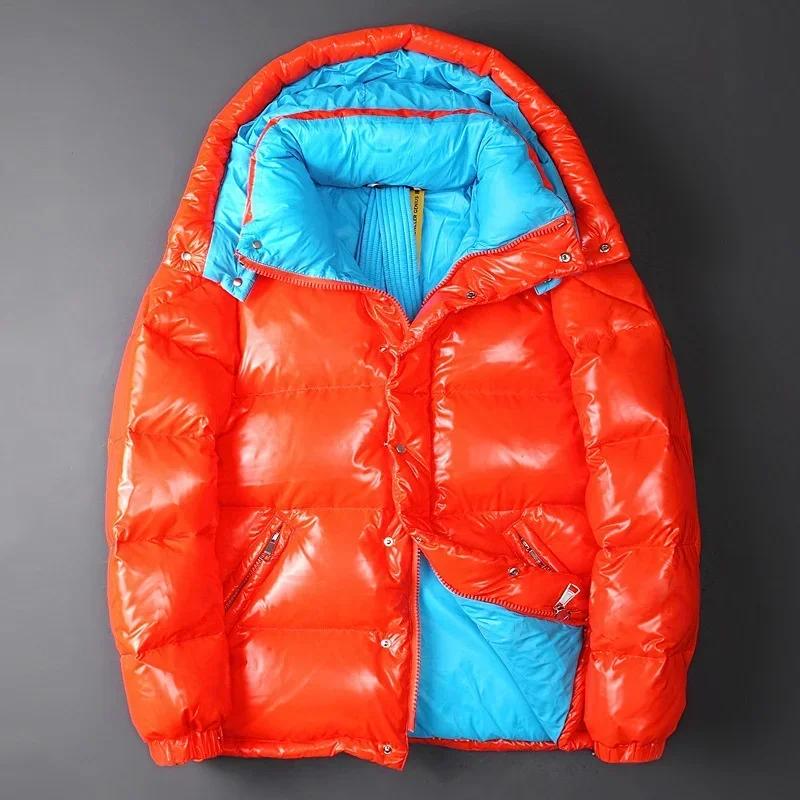 Bílá péřová bunda pro muže Dámská móda Světlé s kapucí -20 stupňů Teplé bundy Páry Zimní kabáty