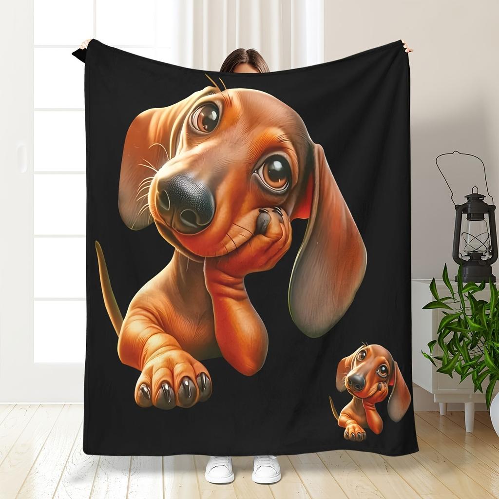 Lightweight and Warm Super Soft Sausage Dog Print Blanket, Suitable for Beach Parties, Bed, Outdoor Camping, Car Blanket and Air