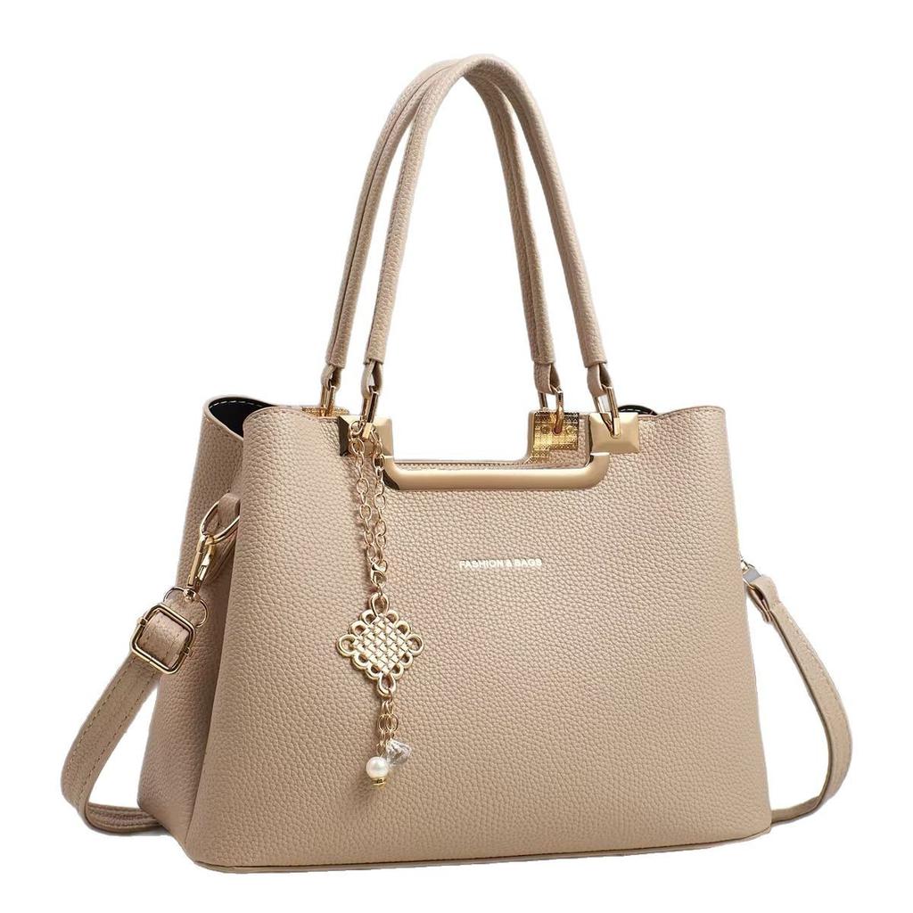 Geantă de mână nouă Macaron Fashion, cu mai multe straturi, capacitate mare, geantă de umăr simplă, textură litchi, geantă crossbody, trend