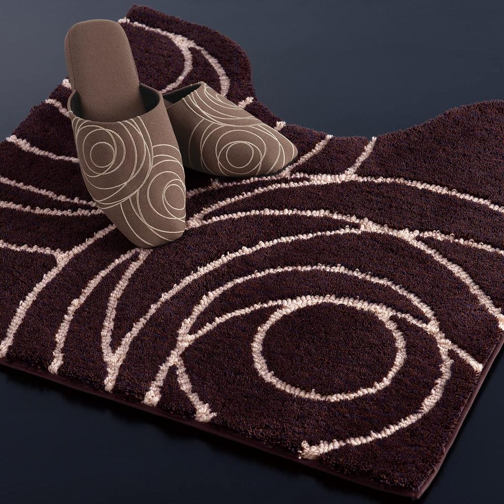 Senko M+home Genesee Slippers, Approx. 26cm, Brown, Modern, Rose Embroidery, Washable, Perfect for Guests, 64052