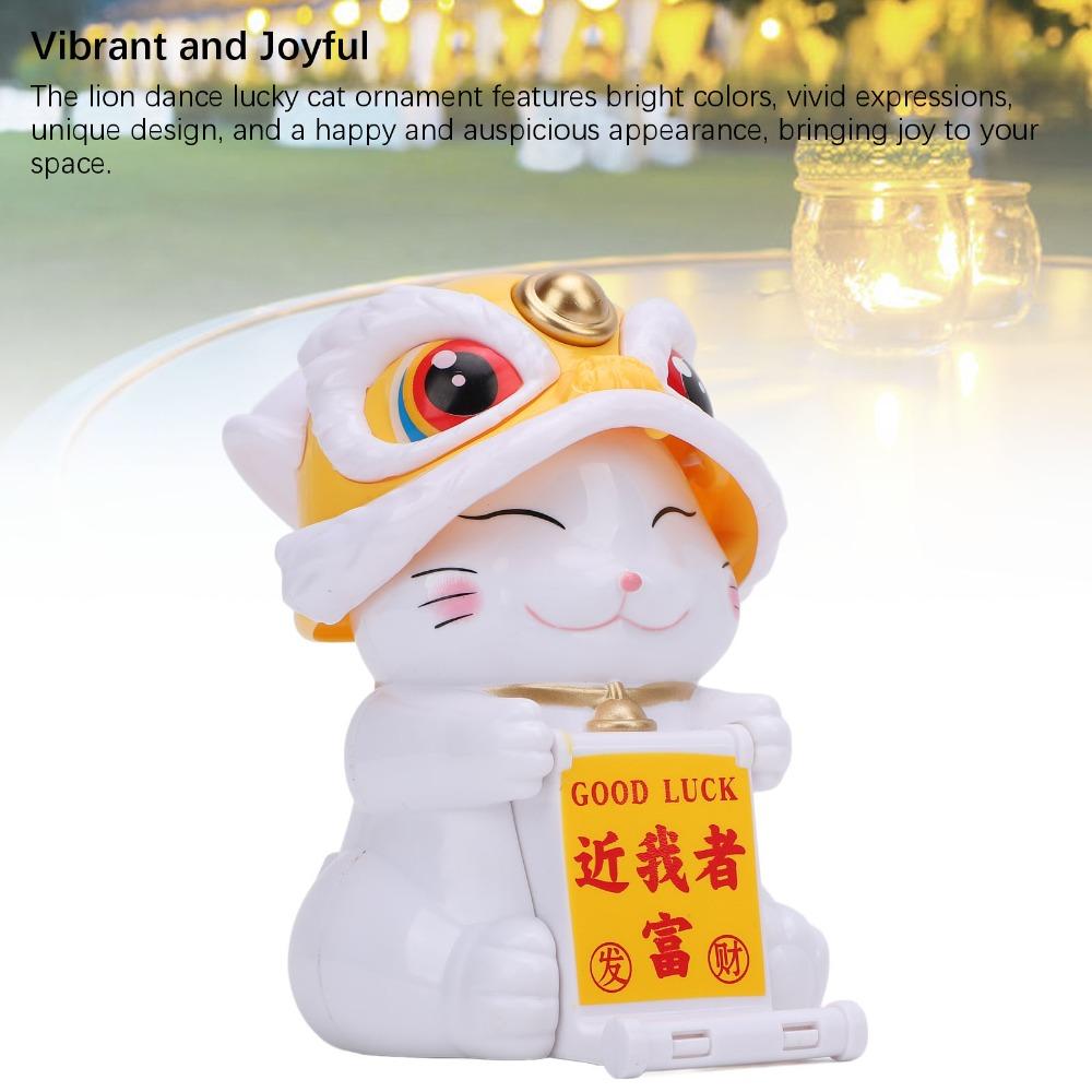 2.56x3.11x3.94in Solar Lucky Cat Ornament Cultural Style Cat Figurine  Car Interior Decor