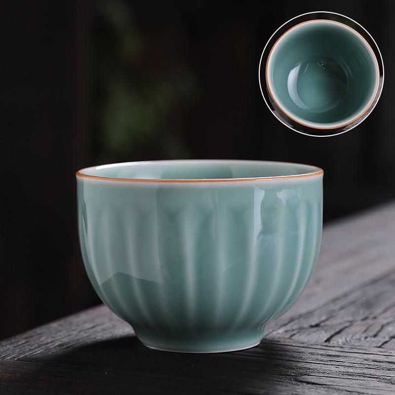 Мастерские Селадона Вертикальный узор Чашка Ручная работа Селадоновая Мастерская Чашка с Сертификатом Мастерские Селадона 51-100ML