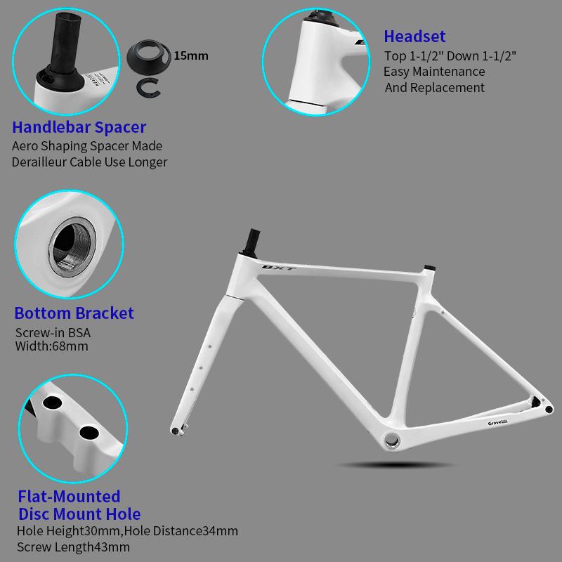 BXT-135 Rám gravel kola Karbonový 700C/27,5" Kotoučová brzda Karbonová sada rámu gravel kola