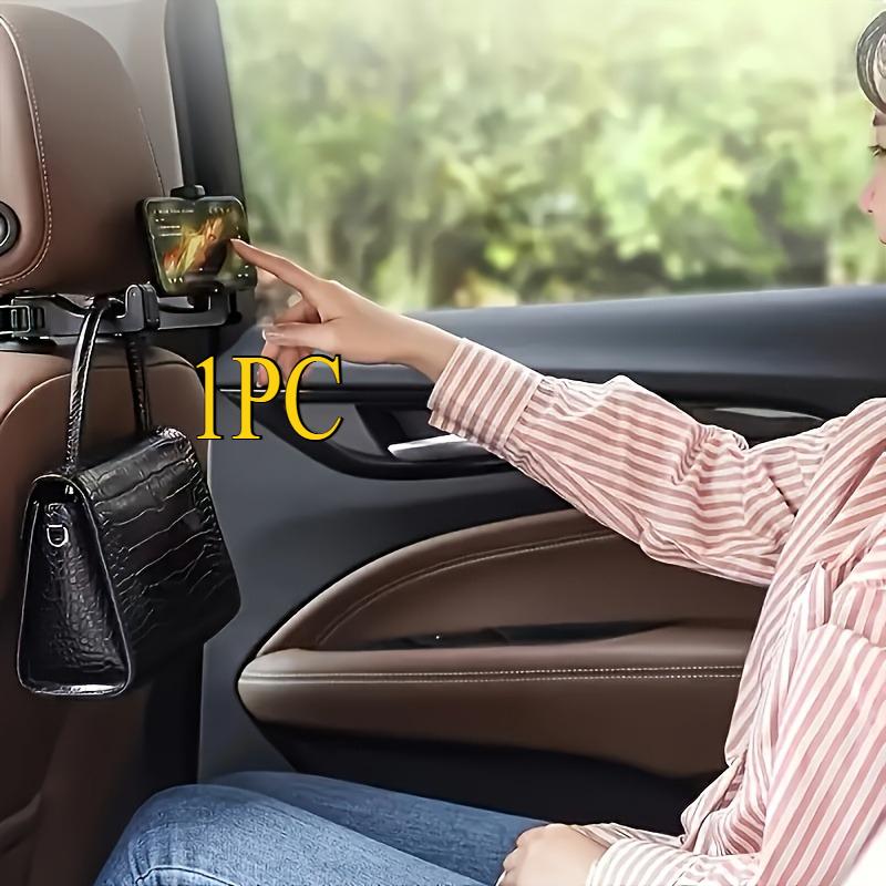 

Multi-functional 2 In 1 Car Hook Hidden Multifunctional Rear Headrest Hook Car Rear Phone Holder Lock Type Mobile Phone Holder чорний