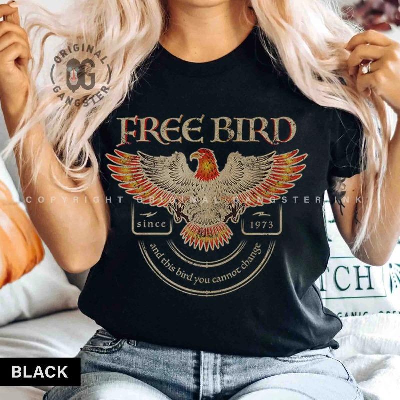 Free Bird Shirt Band Tshirt Retro Band Tshirt Summer New Unisex Cotton Tshirt