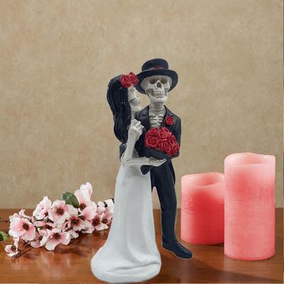 Kostra Figurka Pryskyřice Výprodej Halloweenská Dekorace, Gotická Romantická Figurka Milenců Nevěsta a Ženich Svatba Socha, Výročí