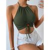 Women'S Spring/Summer New Sexy Halter Neck Short Crop Top For Outerwear