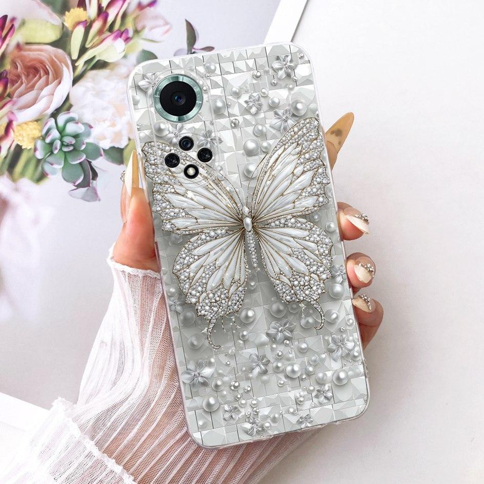 For Huawei Nova 9 Case NAM-LX9 Nova9 Back Cover Pretty Flower Transparent Silicone Bumper Phone Case For Huawei Nova 9 Pro Funda