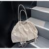 2026 New Drawstring Nylon Bag Large Capacity Solid Color Underarm Tote Bag Niche Commuter Shoulder Bag