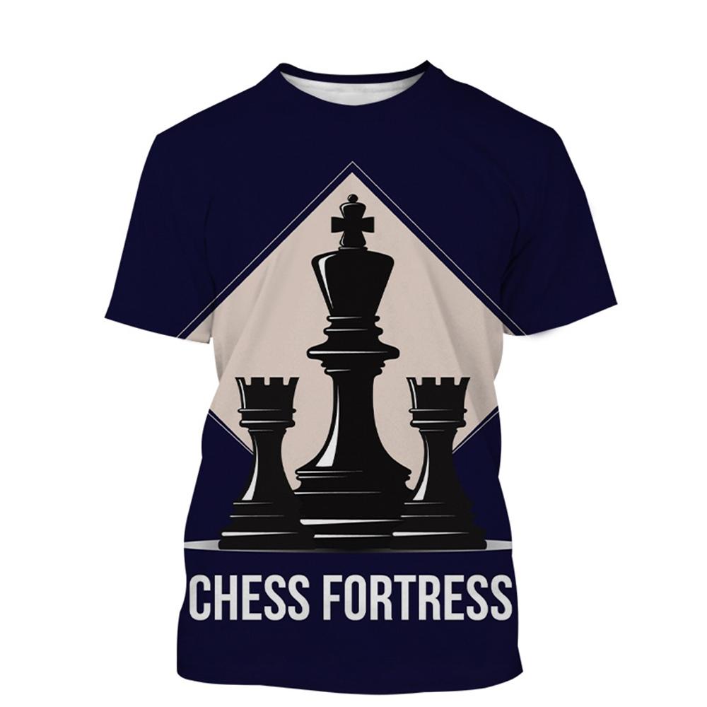 Newest Chess Game 3D Printing T Shirt Checkerboard Style Men's and Women's Casual Short-Sleeved T-Shirts