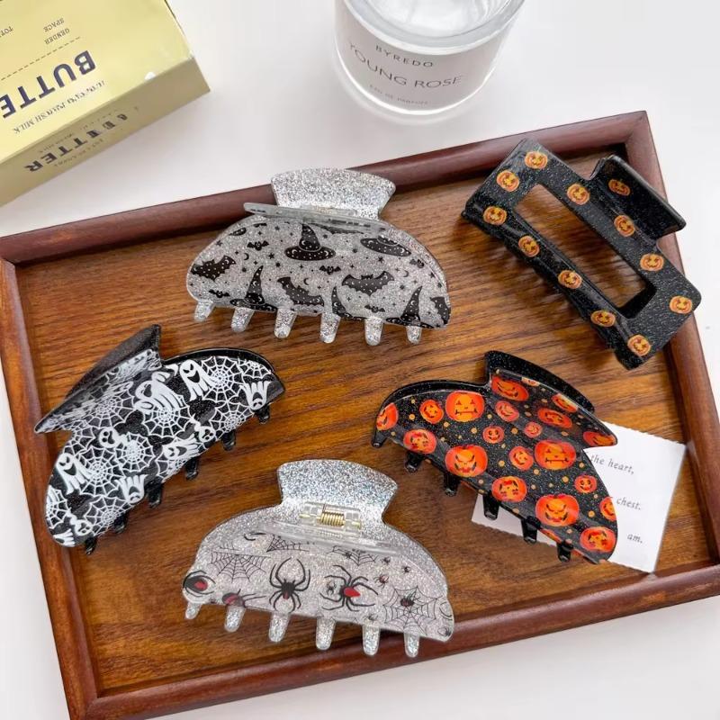 New  Halloween Pumpkin Ghost Spider Wizard Hat Hair Claw Clips for Women Girls Catch Crab Funny Holiday Hairgrip Accessories