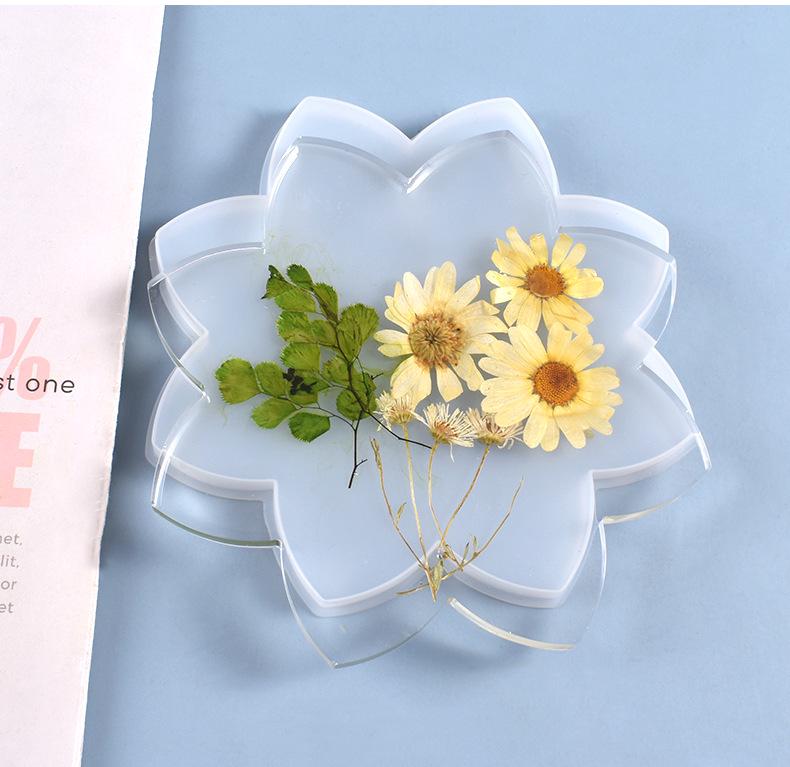 Yumei Crystal Epoxy Lotus Coaster Silicone Mold - Handmade DIY Craft Tool
