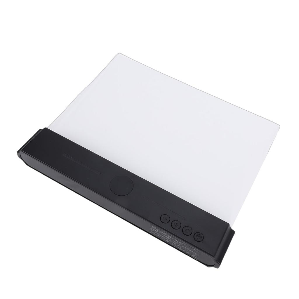 LED Book Light Transparent Panel Flat Reading Lamp with 3 Colors Dimmable and Timer Full Page Illumination Black Base