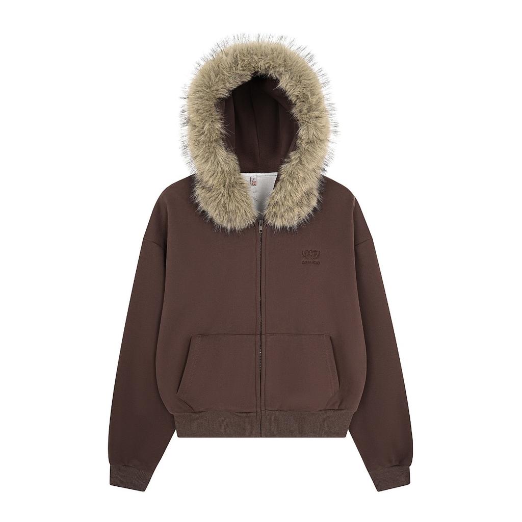 2KWEIRD Y2K Zip Up Hoodie Faux Fur Collar Harajuku Loose Coat Streetwear Zipper Hoodie Sweatshirt