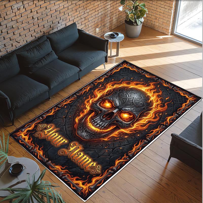 Gothic Theme Crystal Velvet Floor Rug Personalized Custom Name Text Warm Carpet Home Decoration