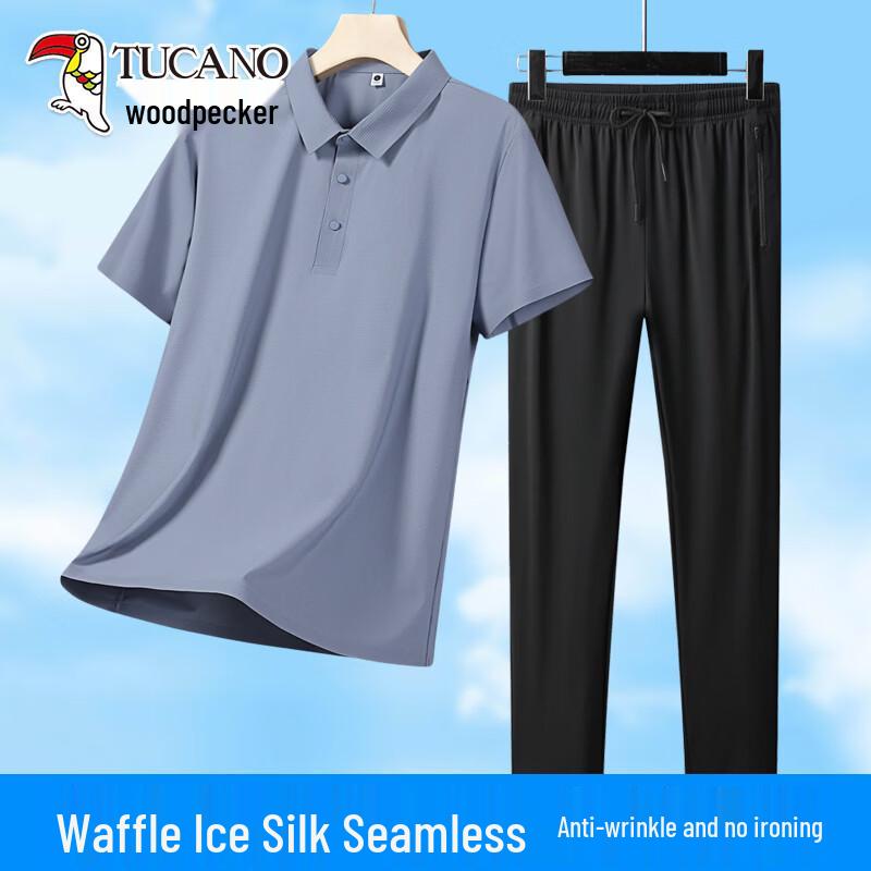TUCANO Men s Casual Summer Polo & Pants Set 5XL