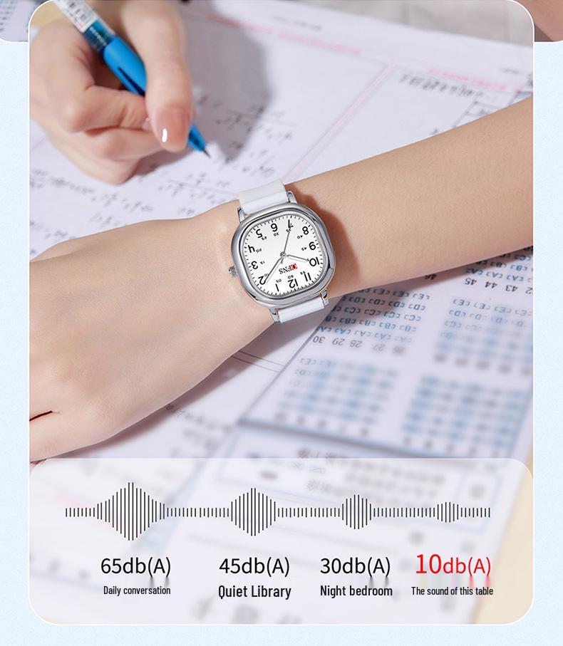 Oufanni Student Exam Watch: Silent Quartz Square Wristwatch with Night Light for Boys & Girls