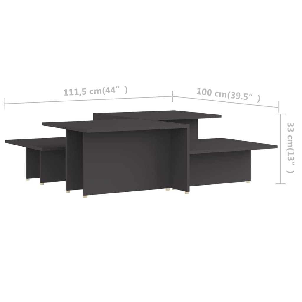 Coffee Tables 2 pcs Gray 111.5 x 50 x 33 cm Particleboard
