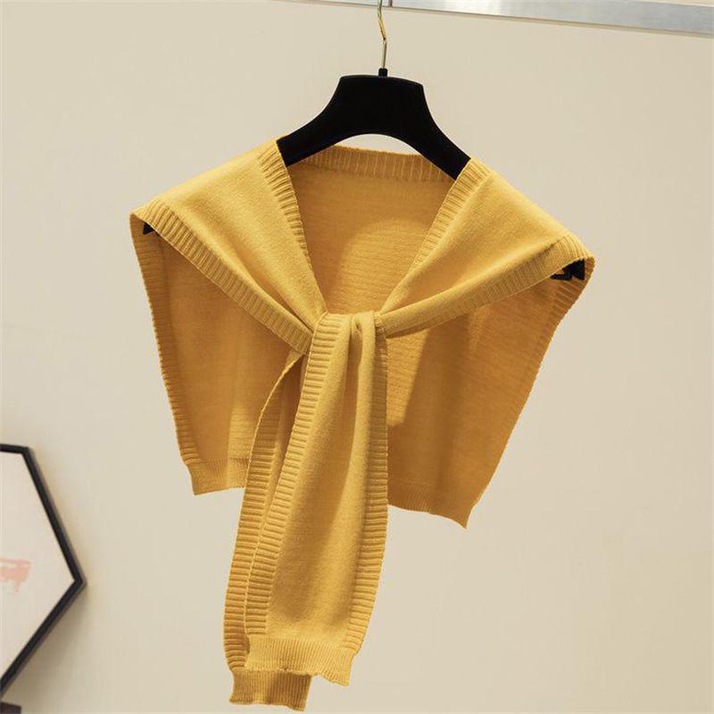 

Корейская вязаная шаль женская блузка плечи ложный воротник накидка завязанный шарф шейный платок шарф для женщин