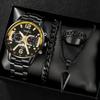 Watch Men's Set Gift Dial with Calendar Steel Belt Men's Watch Business Luminous Watch