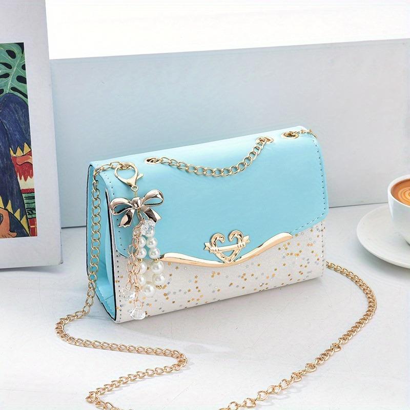 Festive Mini Shoulder Bag with Sparkling Details - PU Material, Lightweight, Adjustable Strap, and Magnetic Closure