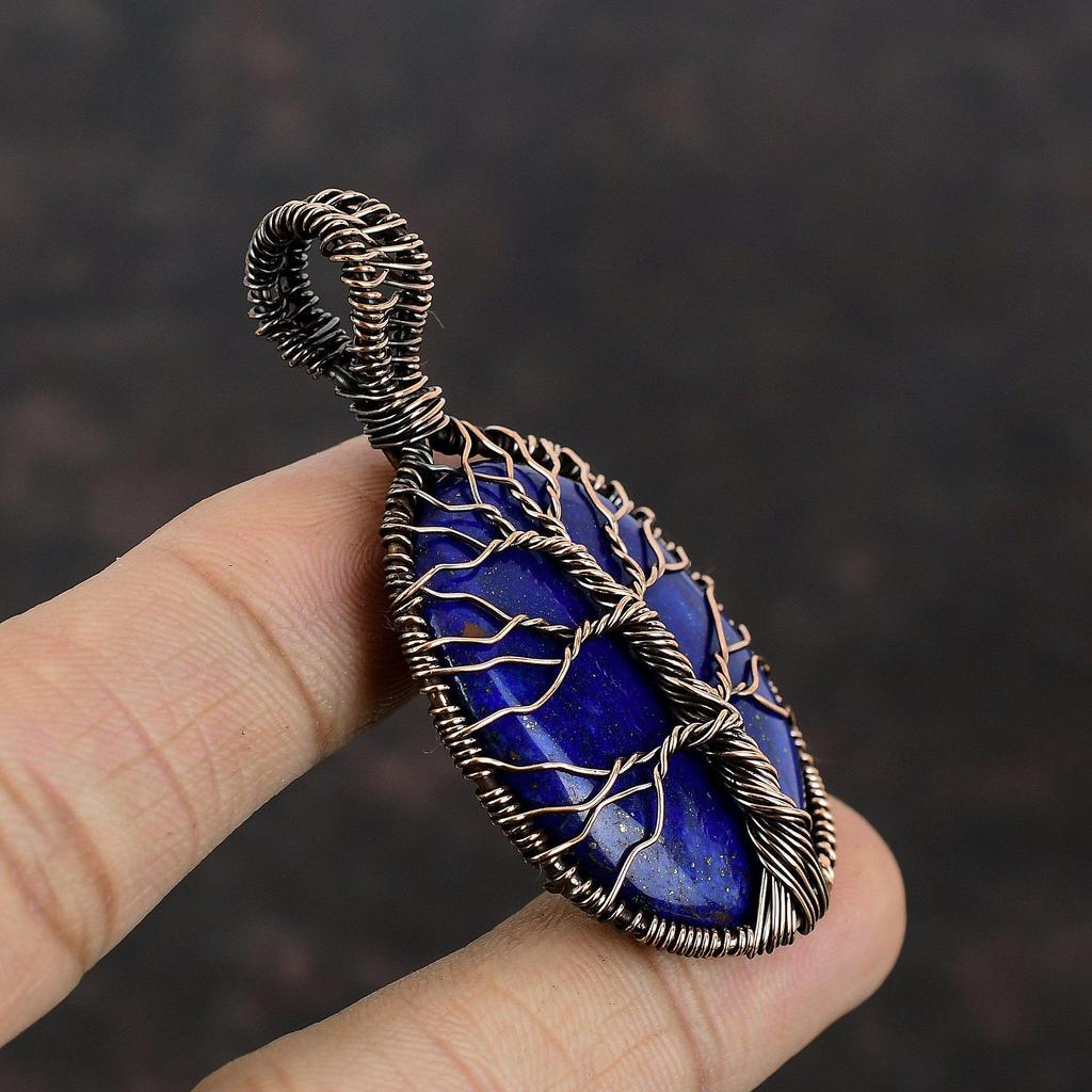 Tree Of Life Lapis Lazuli Pendant Copper Wire Wrapped Pendant Handmade Copper Jewelry Gemstone Pendant Anniversary Gift Tree Of Life Jewelry