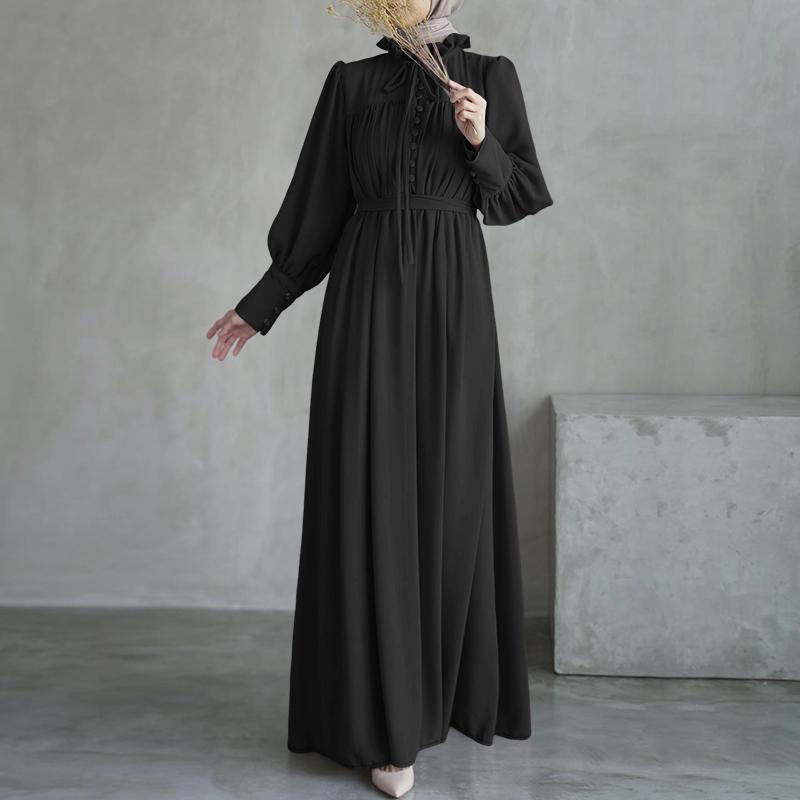 

ZANZEA Женское повседневное свободное длинное платье с круглым вырезом и длинными рукавами 2XL