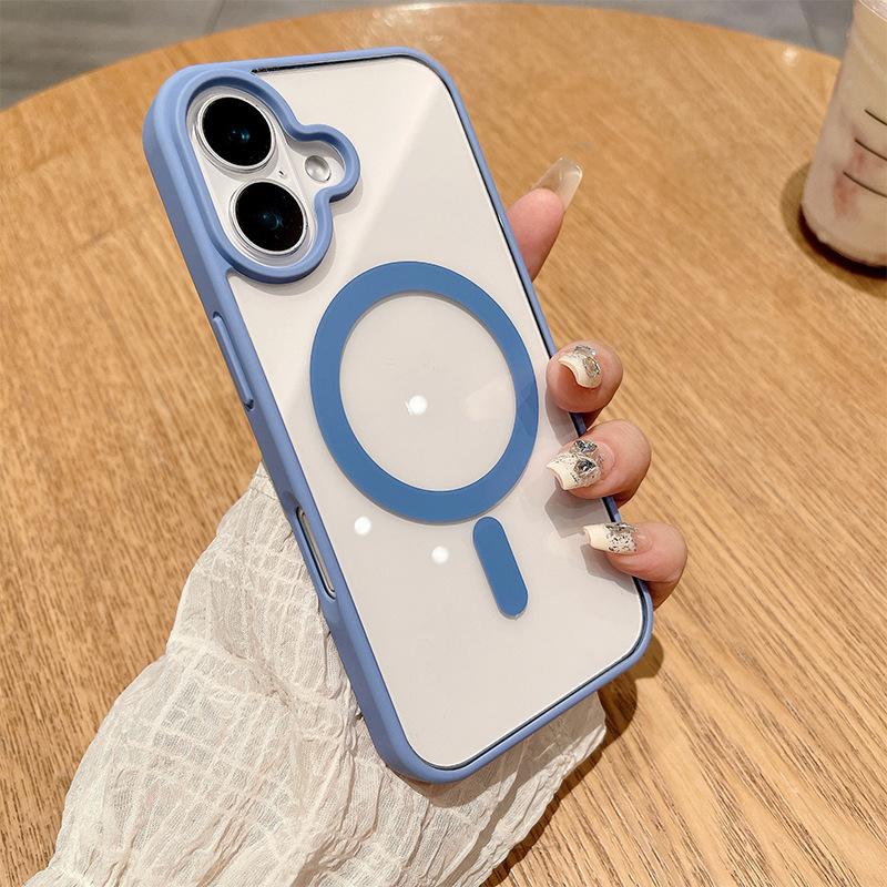 For IPhone 16 Promax Transparent Magnetic Phone Case for Apple 17 Magsafe Anti Drop Protective Case Simple