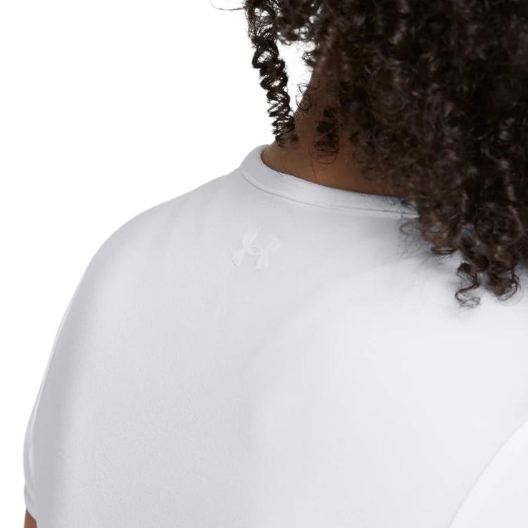 Under Armour Comfortable Minimalist Skin-Friendly Round Neck Short Sleeve Yoga T-Shirt Women Tops White 1387729-100