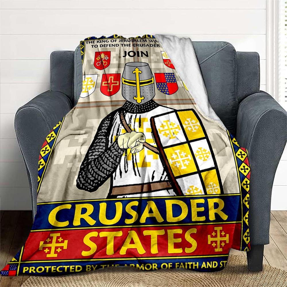 Crusader States Defense Flannel Blanket Super Soft Warm Cozy Blanket for Sofa Bed Office Travel All‑Season Home Decor Gift