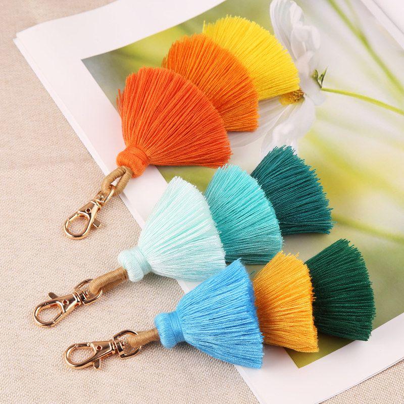 Three-Layer Cotton Tassel Pendant Bag Ornaments Ethnic Style Fashion Keychain Bohemia 3-Layer Tassel Pendant