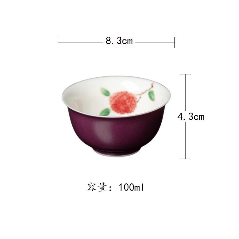100ml Hand-painted Lychee Teacup Zen Tea Bowl Beautiful Tea Cup Tea-tasting Fragrance Cup Jianzhan Master Cups Tea Ceremony As Your Choose