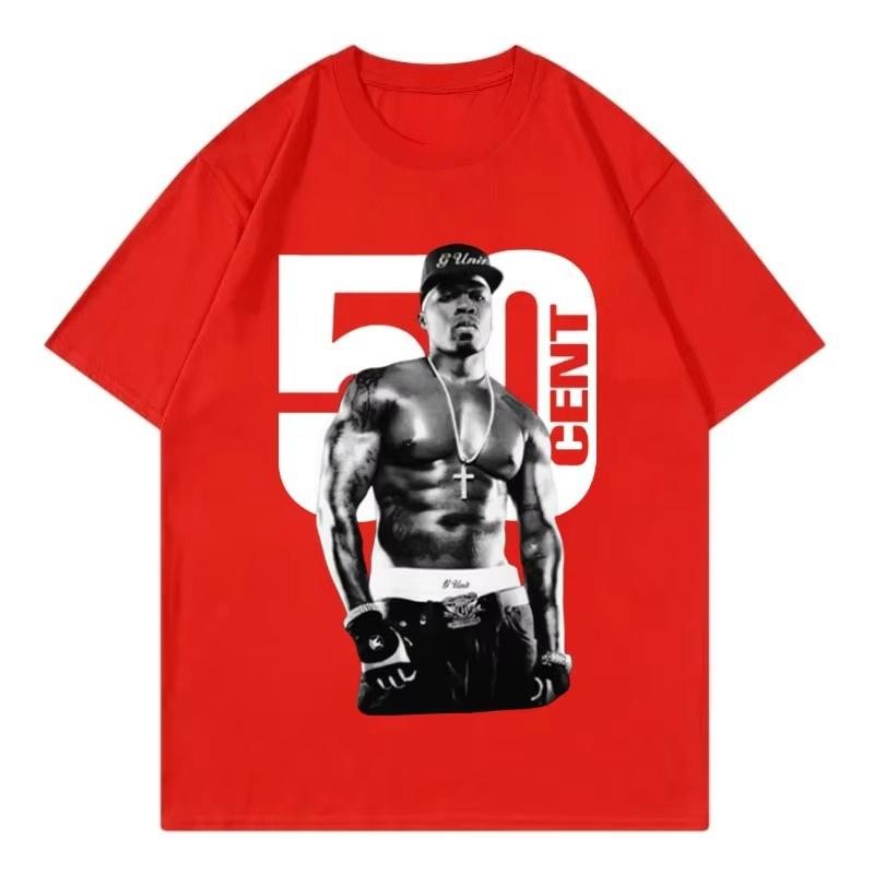 2026 New Rapper 50 Cent Graphic T Shirt Male Fashion Hip Hop Vintage Short Sleeve Tshirt Unisex Women Summer Cotton Tshirt