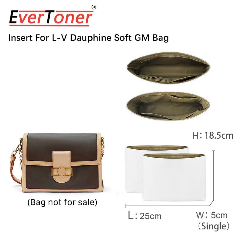 

EverToner Dupont Lining Storage Pouch And Organization Inner Liner Purse Fit For l-v Dauphine Soft GM Bag Insert Organizer