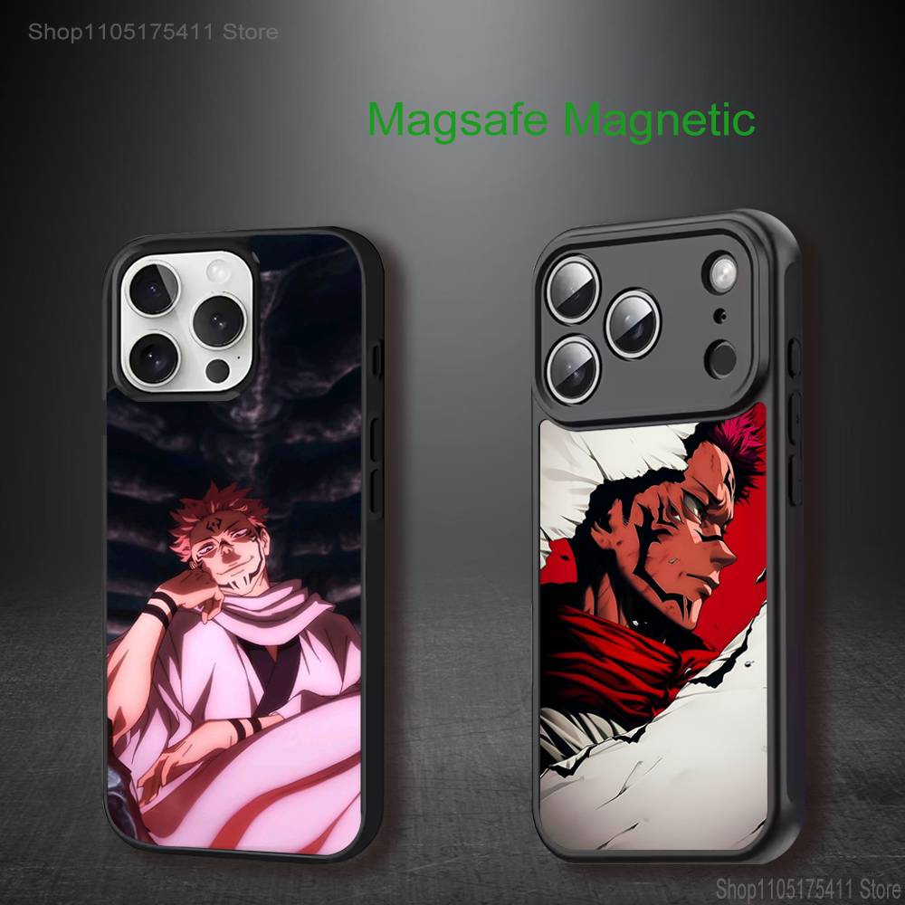 Ryomen S-Sukuna Anime Handyhülle Für iPhone 17,16,15,14,13,12,11,Pro,Max,Plus,Mini,SE4,E Magnetisch Magsafe Kabelloses Laden