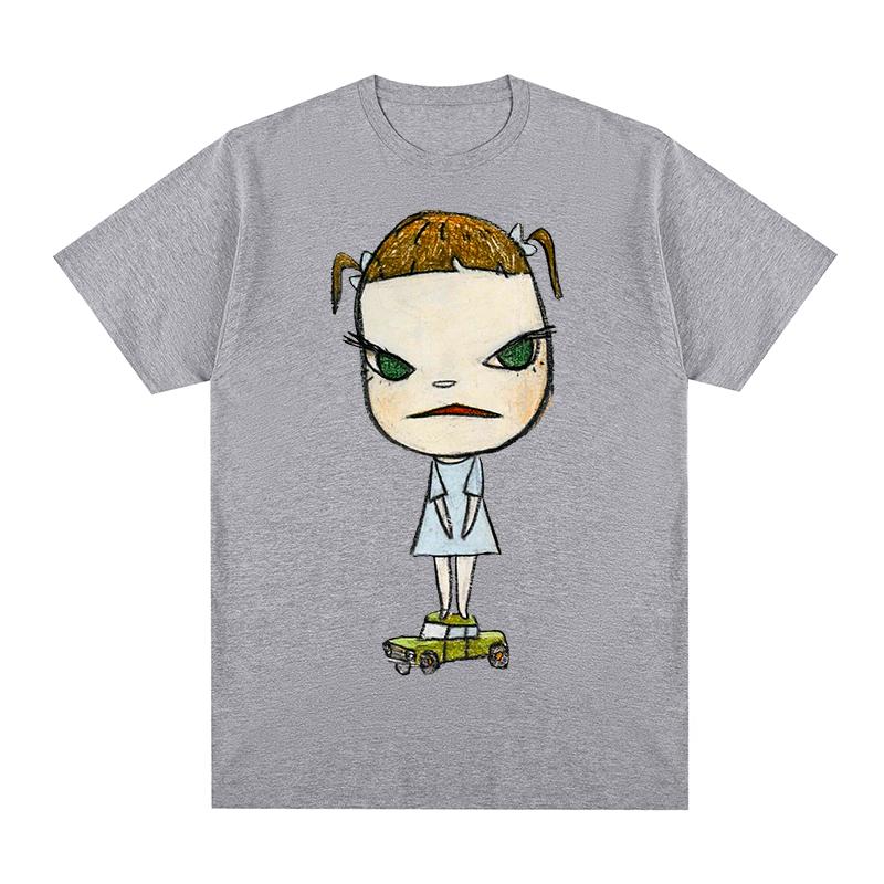 Yoshitomo Nara GIRL ON GREEN CAR Vintage Tshirt Funny Cute Cartoon Anime Cotton Unisex T shirt New TEE TSHIRT Womens tops