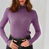 Women's Fashion Casual Half High Neck Underlay Solid Color Versatile Knitted Round Neck Pullover Sweater