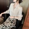 2025 Summer Trend Fashion Women Casual Elegant Satin Long Sleeved Shirt Office Women's Shirts And Blouses Slim Femal Clothes