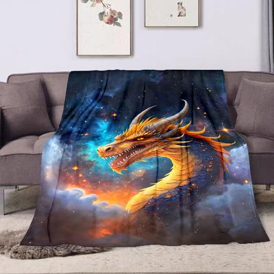 1PC Dragon In the Starry Sky Print Adult Children Warm Blankets Home Travel Car Soft and Comfortable Suitable for All Seasons