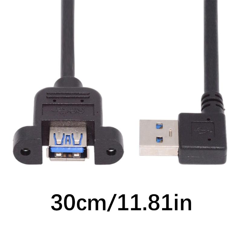 Fast Speed 5Gbps USB 3.0 Extension Cable Right Angle/Straight Head Adapter Male to Female Secure Mounting Ears Design