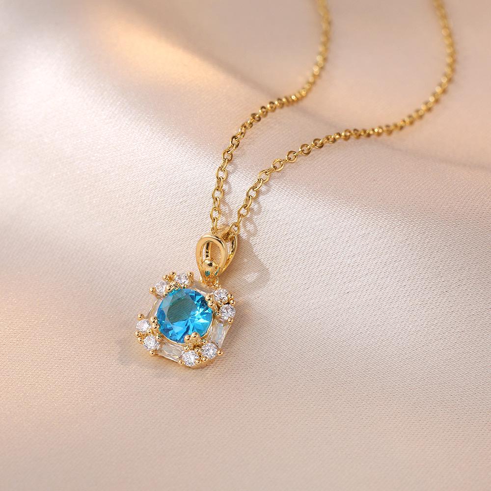 

Цветной циркон геометрическая подвеска ожерелье из титановой стали для женщин