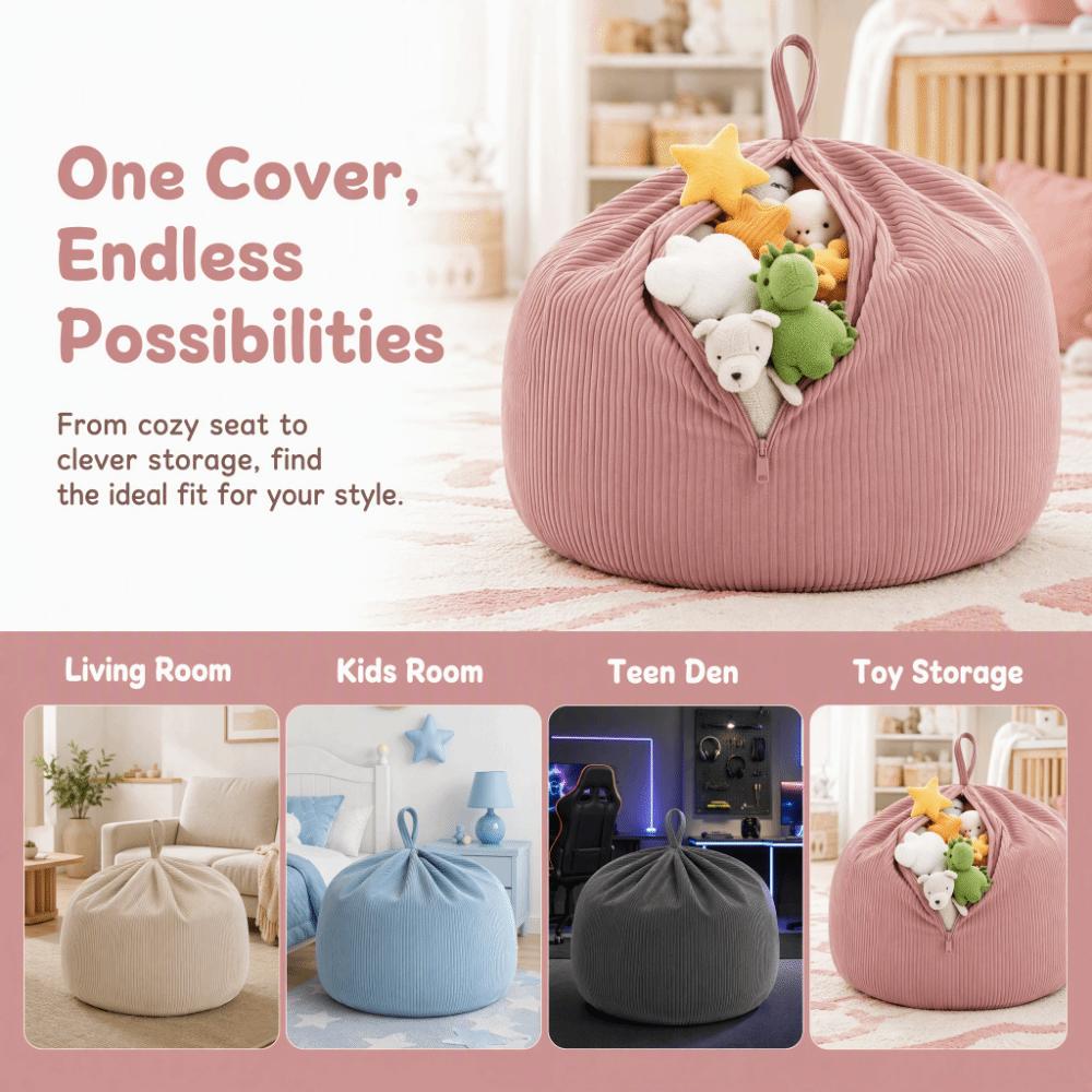 Washable Cover Bean Bag Cover Corduroy Sofa Chair Cover Beanbag Slipcover  for Small Space