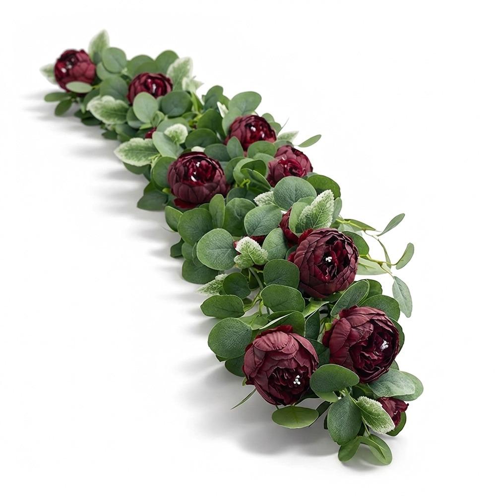 

Multicolor Artificial Poeny Vine Photo Props Wall Ornament Poeny Silulation Flower Green Eucalyptus Leaves Accessories красный