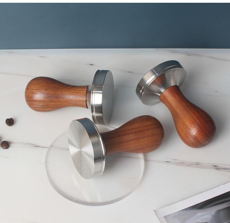 304 Edelstahl Kaffeetamper, Rot Guibao, Solider flacher Boden, Gewindet, 51/58mm