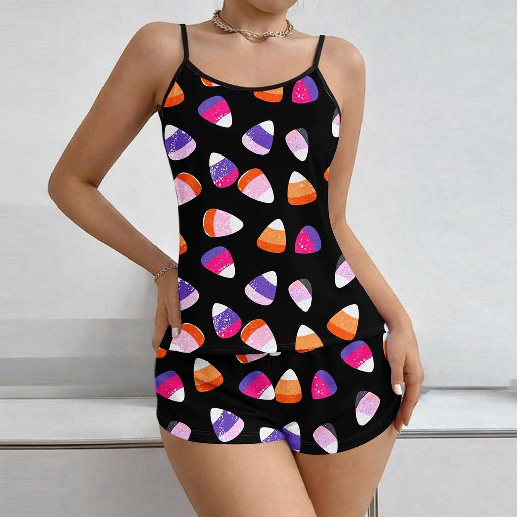 Women Soft 2 Piece Pajamas Set Sleeveless Shorts Set Loungewear Sets Pyjamas Nightwear