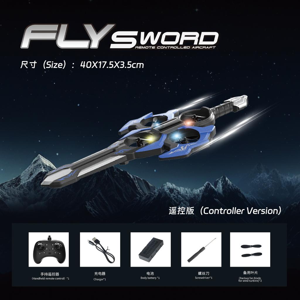 Rechargeable Sword Flying RC Drone Remote Control Flying Sword Toy for Boys Girls Magic Air Hovercraft Birthday Gift Drop-resistant with Glove Control