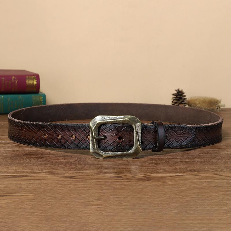 Men's Belt Thickened Real Leather Pin Buckle Personality Fashion Trend Youth Jeans Belt