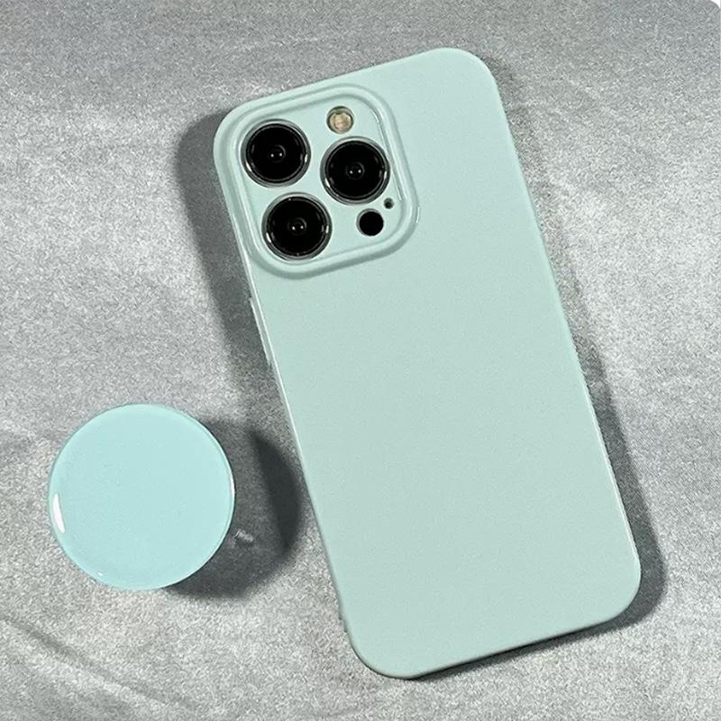

Solid Color Macaron Stand Suitable for Iphone17promax Apple 13 Mobile Phone Case 16 Simple 11 Anti Fall 15 Soft 12pro